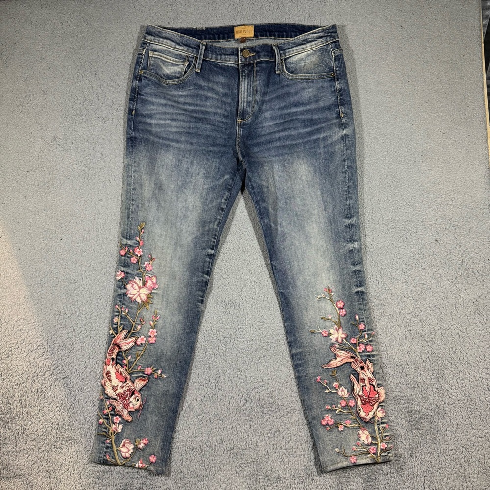 Driftwood Marilyn Slim Jeans Koi Fish Embroidered Women's Size 32 #827 - Picture 2 of 10